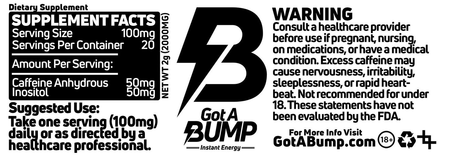 BUMP Energy™ Powder - 2g Container (1000mg Caffeine Per Vial) (TikTok)
